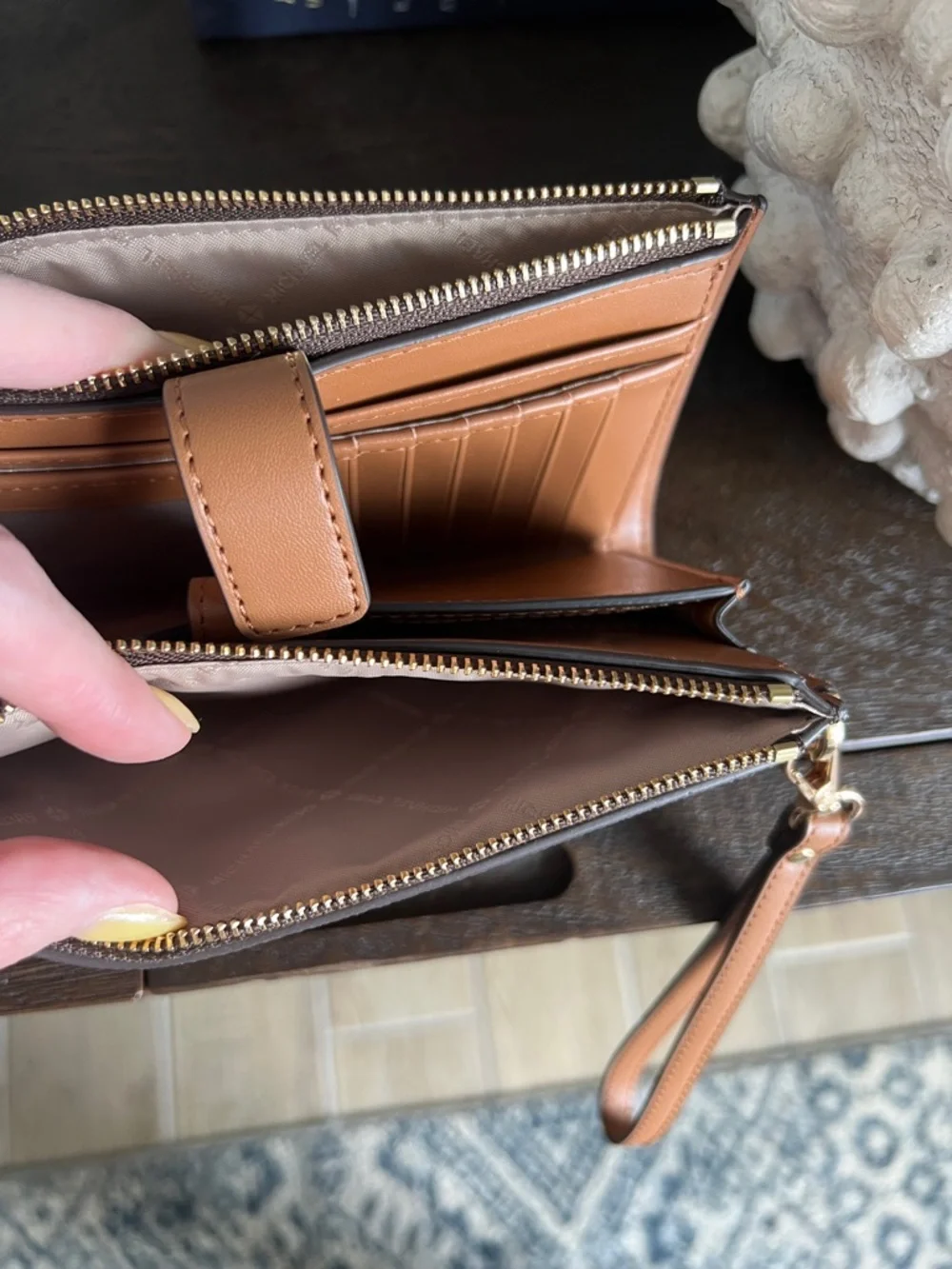 Michael Kors Dark Brown Signature Wristlet with Gold Logo - Picture 4 of 4